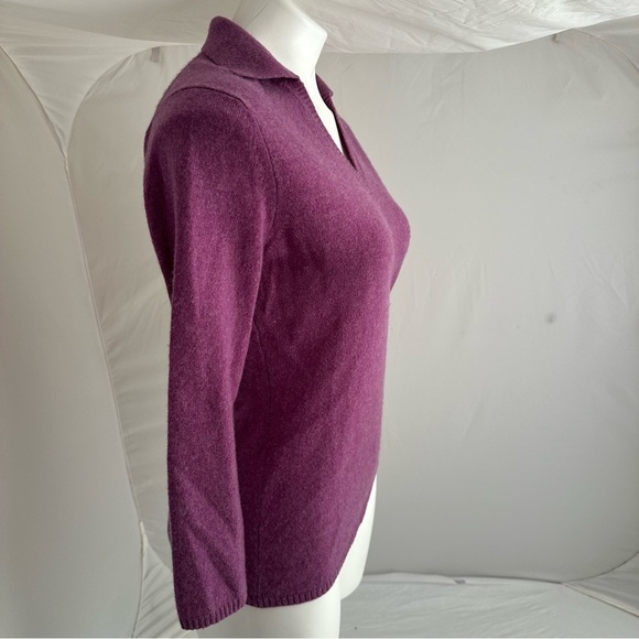 Geneva purple cashmere v-neck collar sweater M - Picture 2 of 9